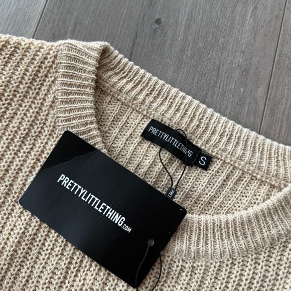 New Pretty Little Thing Taupe Basic Knit Crewneck Jumper - Picture 5 of 6